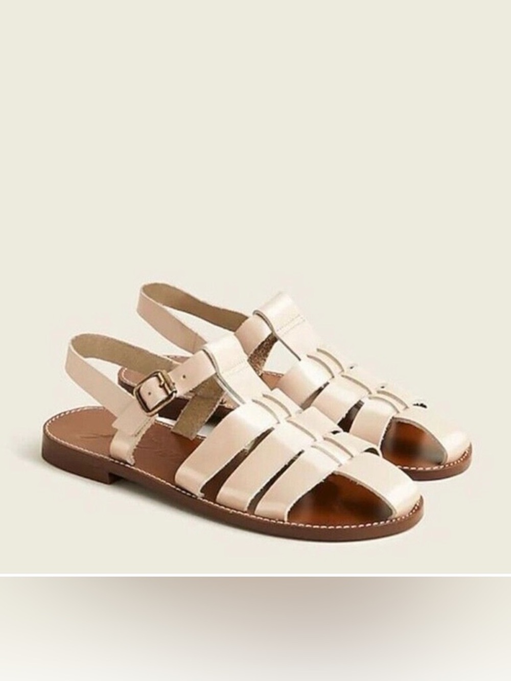 J.Crew Italian Fisherman Sandals in Shiny Spazzolato Leather